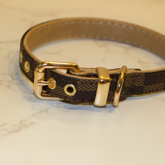 Checkered designer style dog collar & leash set - Picture 2 of 4